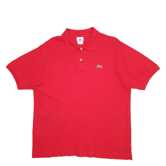 Mens Red Lacoste Short Sleeve Polo Shirt