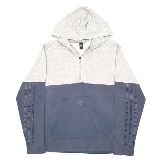 Mens Grey Adidas Half Zip Workout Gym Running Hoodie Jumper