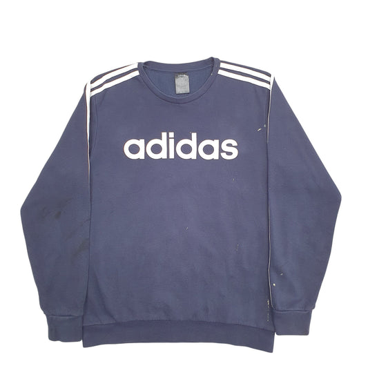 Mens Navy Adidas Spellout Crewneck Jumper
