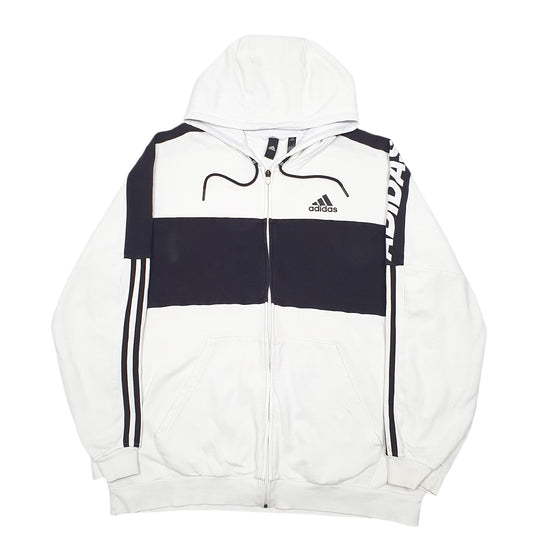 Mens White Adidas Hoodie Full Zip Jumper