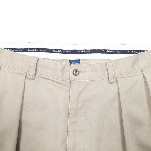 Mens Beige Polo Ralph Lauren Vintage Double Pleated Chino Trousers