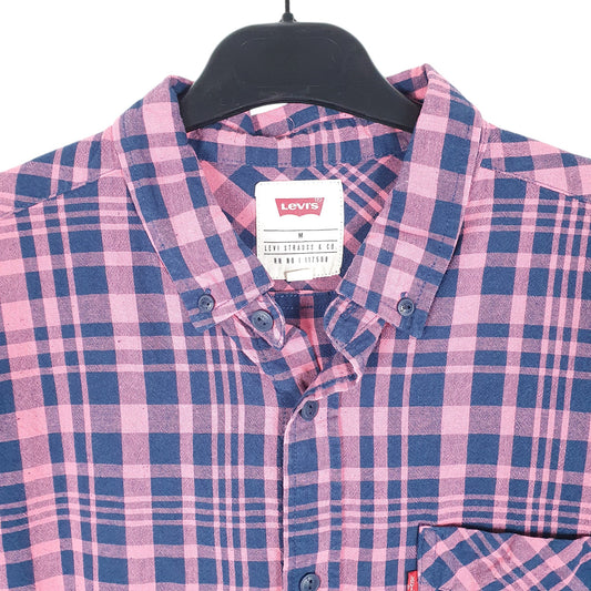 Mens Pink Levis Check Short Sleeve Shirt