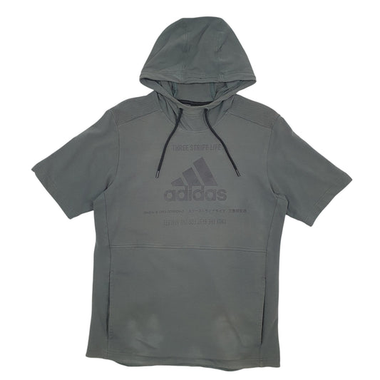 Mens Green Adidas Shortsleeve Hoodie Jumper