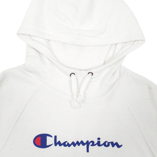 Mens White Champion Spellout Hoodie Jumper