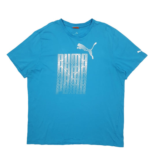 Mens Blue Puma Spellout Short Sleeve T Shirt