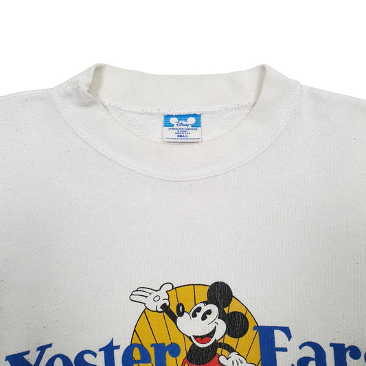 Mens White Disney Mickey Mouse Vintage 1980's Made In USA Crewneck Jumper