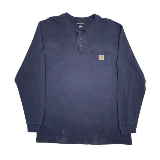 Mens Navy Carhartt Henley Long Sleeve T Shirt