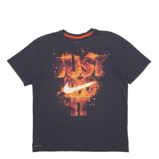 Mens Black Nike Spellout Dri-Fit Short Sleeve T Shirt