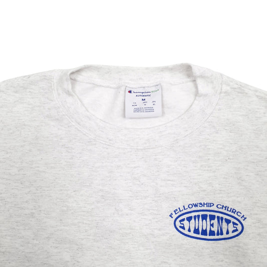 Mens Grey Champion Fellowship Church Students Spellout Crewneck Jumper