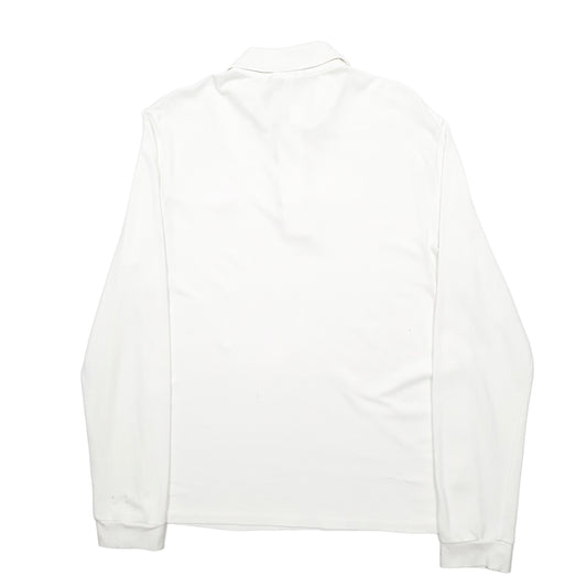 Mens White Lacoste Long Sleeve Polo Shirt