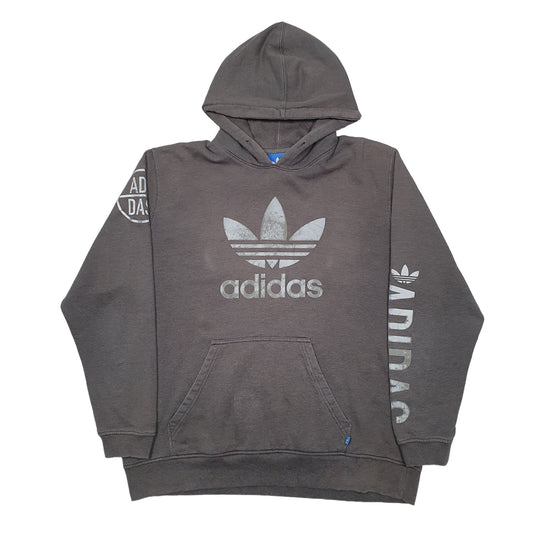 Mens Grey Adidas Spellout Hoodie Jumper