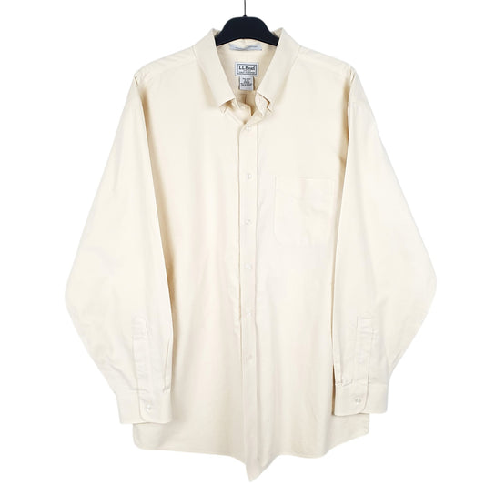 Mens Yellow L.L.Bean Trim Oxford Long Sleeve Shirt