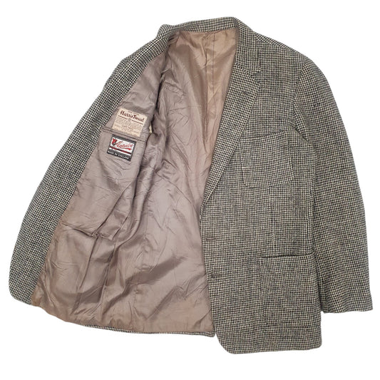 Mens Grey Harris Tweed Made In England Vintage Coat