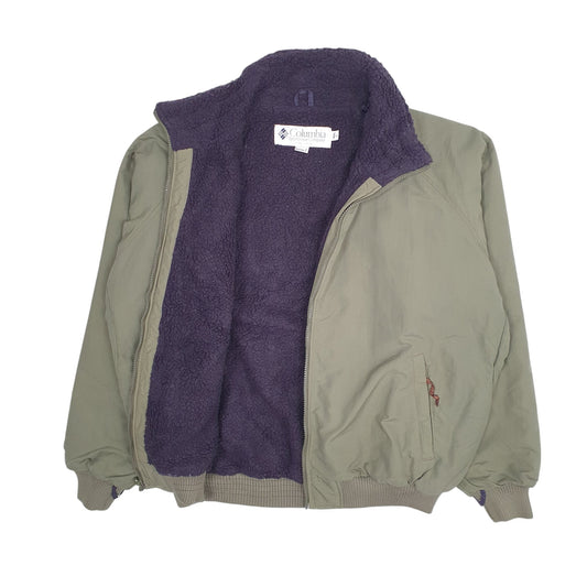 Mens Green Columbia Sportswear Company Vintage 90s Bomber Sherpa Lined Coat