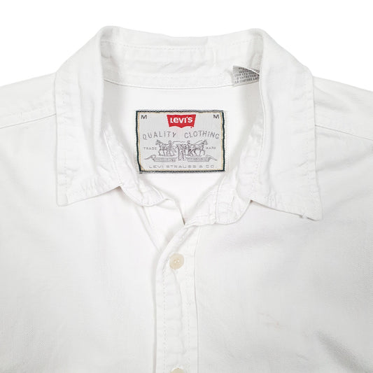 Mens White Levis Denim Jeans Vintage Overshirt Shacket Long Sleeve Shirt