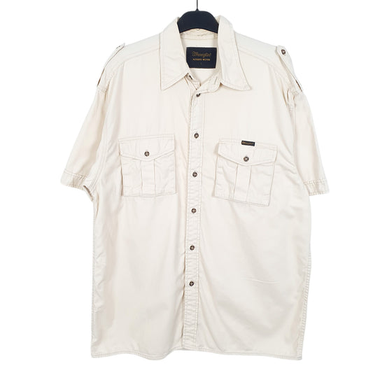 Mens Cream Wrangler Authentic Western Short Sleeve Shirt