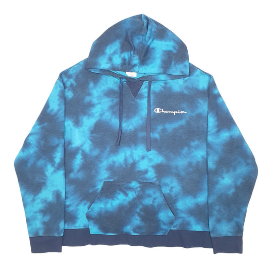 Womens Blue Champion Tie Dye Hoodie Jumper