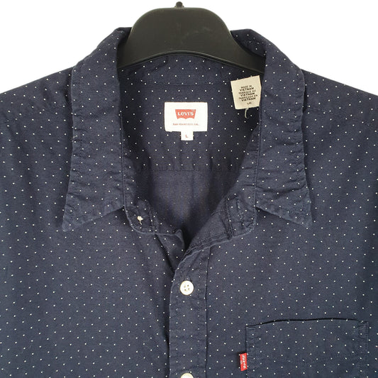 Mens Navy Levis Polka Dot Short Sleeve Shirt