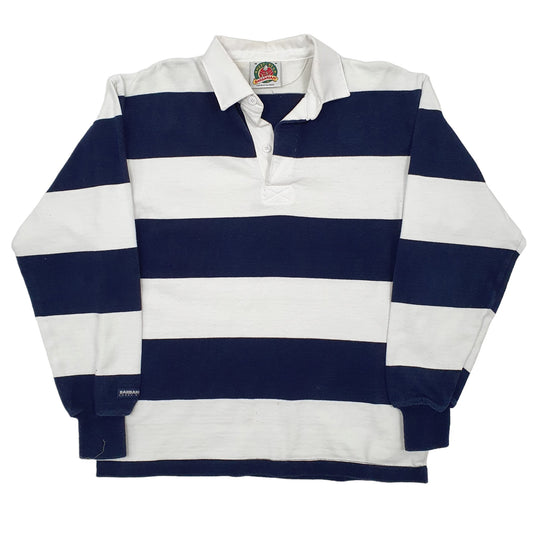 Mens White Barbarian Rugby Long Sleeve Polo Shirt