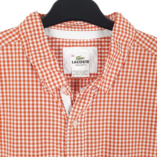 Mens Orange Lacoste Short Sleeve Shirt