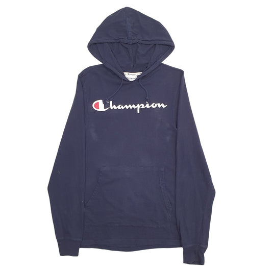 Womens Navy Champion Spellout Hoodie Jumper