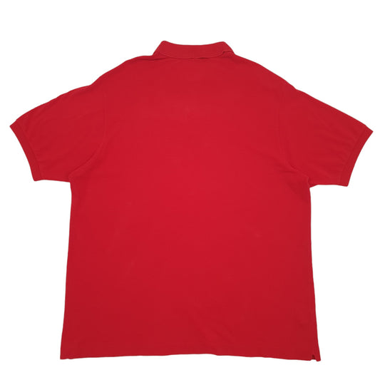 Mens Red Lacoste Short Sleeve Polo Shirt