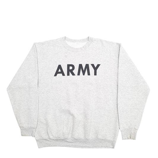 Mens Grey Unbranded Army Spellout Crewneck Jumper