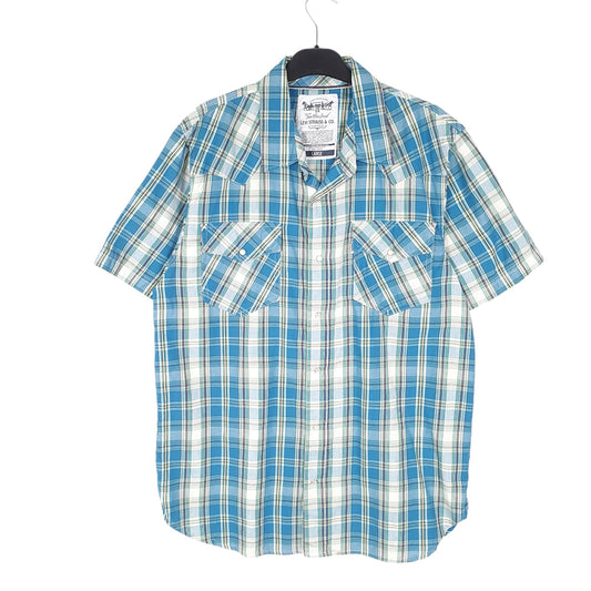 Mens Blue Levis Western Cowboy Pearl Snap Short Sleeve Shirt