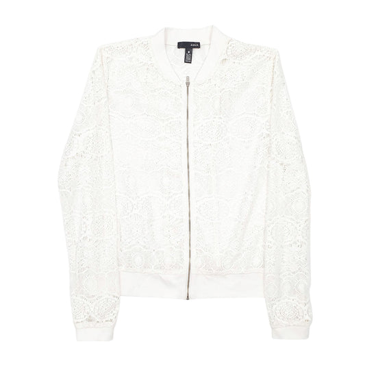 Womens White Aqua Full Zip Jumper