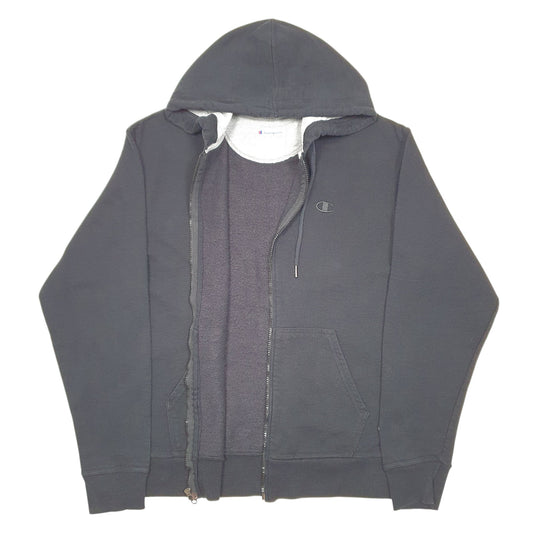 Mens Black Champion Hoodie Full Zip Jumper