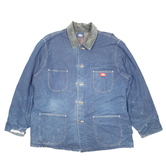 Mens Blue Dickies Workwear Denim Barn Blanket Lined Coat