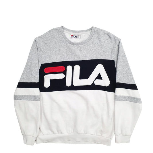 Mens Grey Fila Spellout Crewneck Jumper