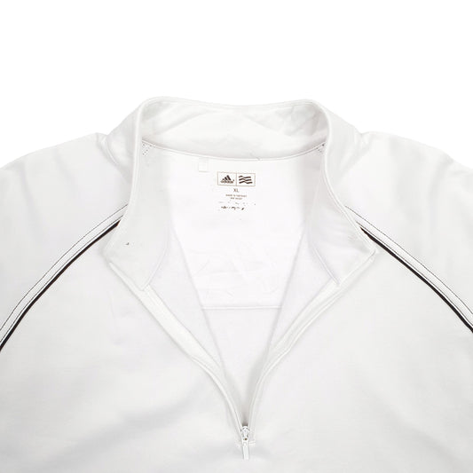 Mens White Adidas Quarter Zip Jumper