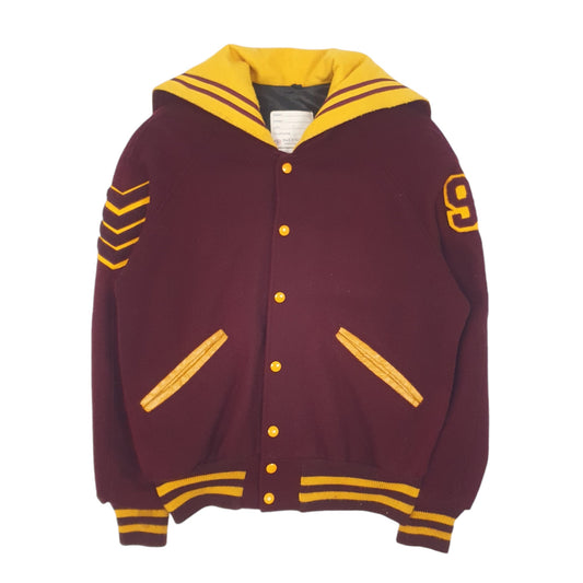 Mens Burgundy DeLong Sportswear Varsity Made in USA Vintage 80s Cheerleader Coat