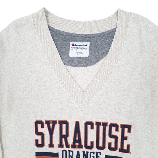 Mens Beige Champion USA College Syracuse V Neck Jumper