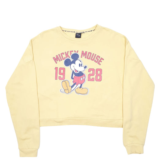 Womens Yellow Disney Primark Mickey Mouse 1928 Crop Crewneck Jumper