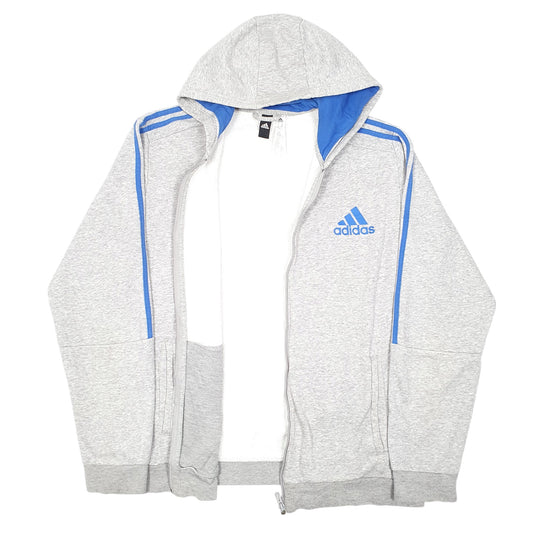 Mens Grey Adidas Hoodie Full Zip Jumper