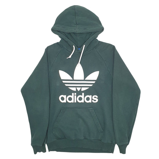 Mens Green Adidas Spellout Hoodie Jumper