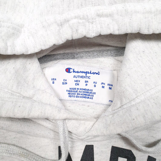 Mens Grey Champion Spellout Hoodie Jumper