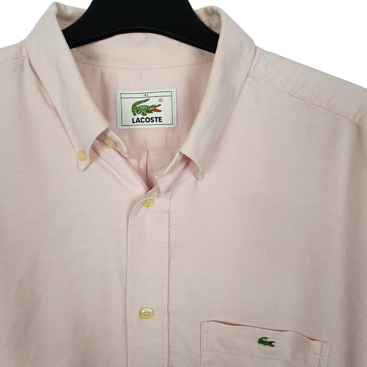 Mens Pink Lacoste Short Sleeve Shirt