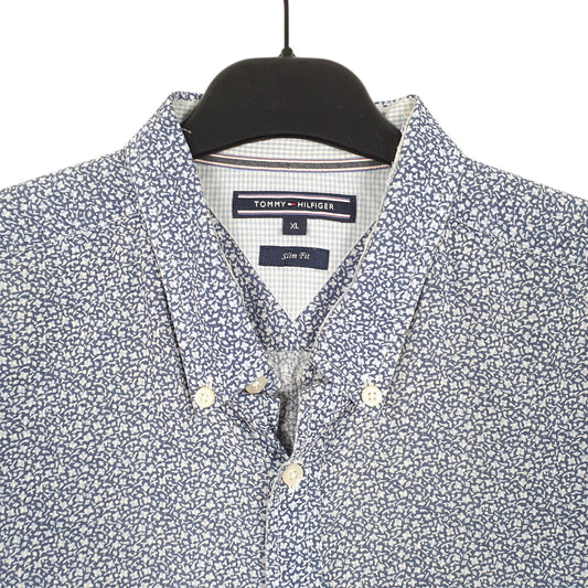 Mens Blue Tommy Hilfiger Floral Long Sleeve Shirt