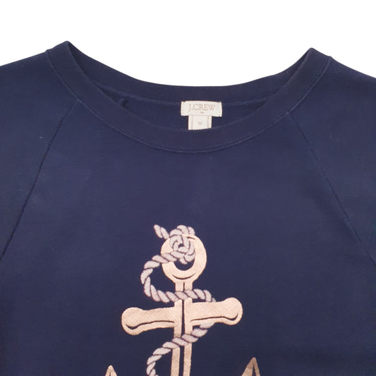 Mens Navy J Crew Reworked Crewneck Jumper