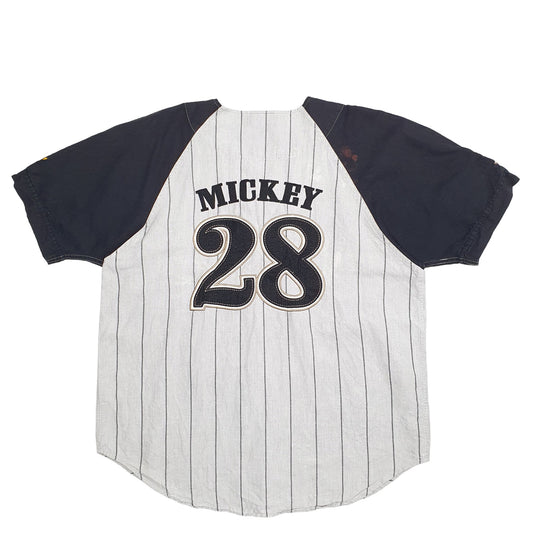 Mens Grey Disney Baseball Jersey Disney Mickey Mouse Short Sleeve T Shirt