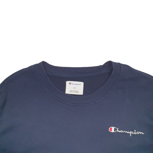 Mens Navy Champion Spellout Crewneck Jumper