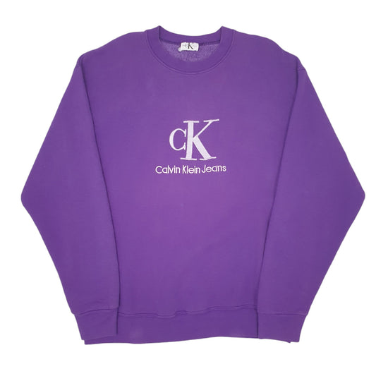 Mens Purple Calvin Klein Made In USA Vintage 1990s Crewneck Jumper