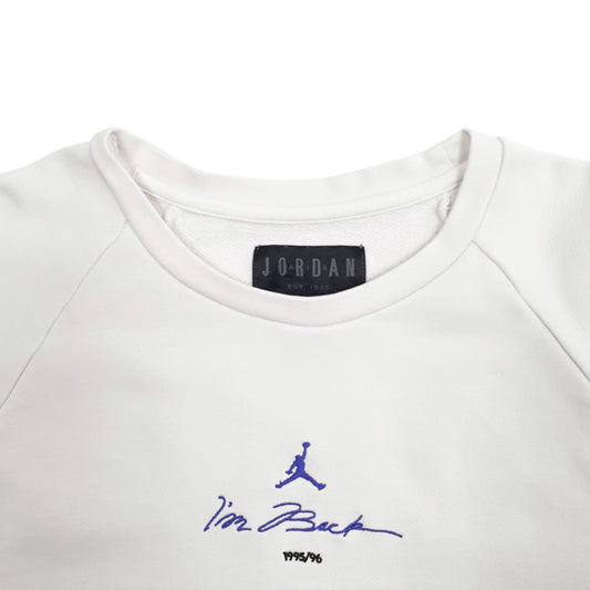 Mens White Nike Jordan Jumpman Basketball Chicago Bulls Vintage 90's Crewneck Jumper