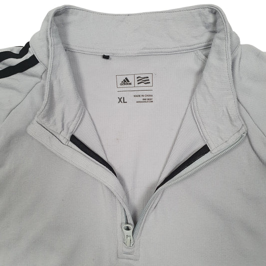 Mens Grey Adidas Active Wear Quarter Zip Jumper