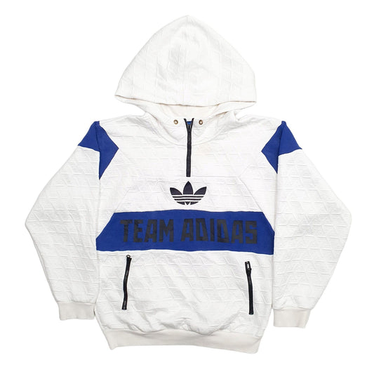 Mens White Adidas Spellout Hoodie Jumper