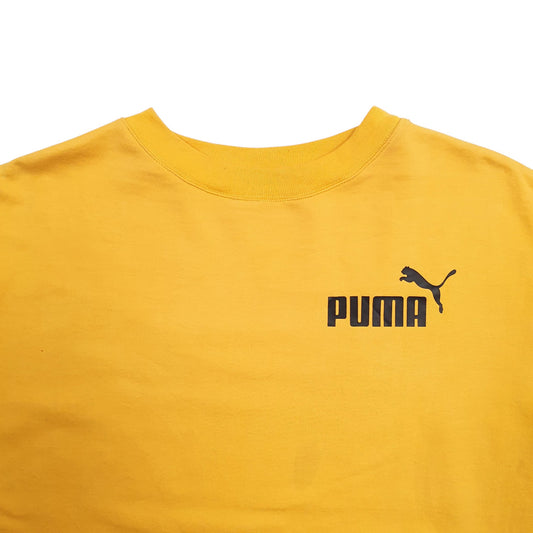 Mens Yellow Puma Spellout Crewneck Jumper
