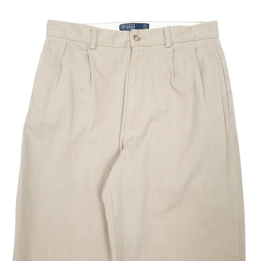 Mens Beige Polo Ralph Lauren Vintage Hammond Pant Double Pleated Chino Trousers
